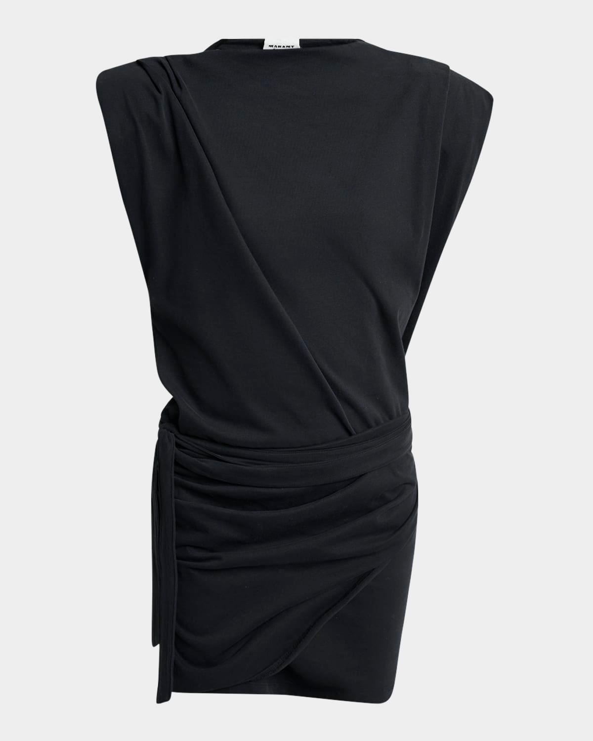 marielle strong-shoulder wrap mini dress