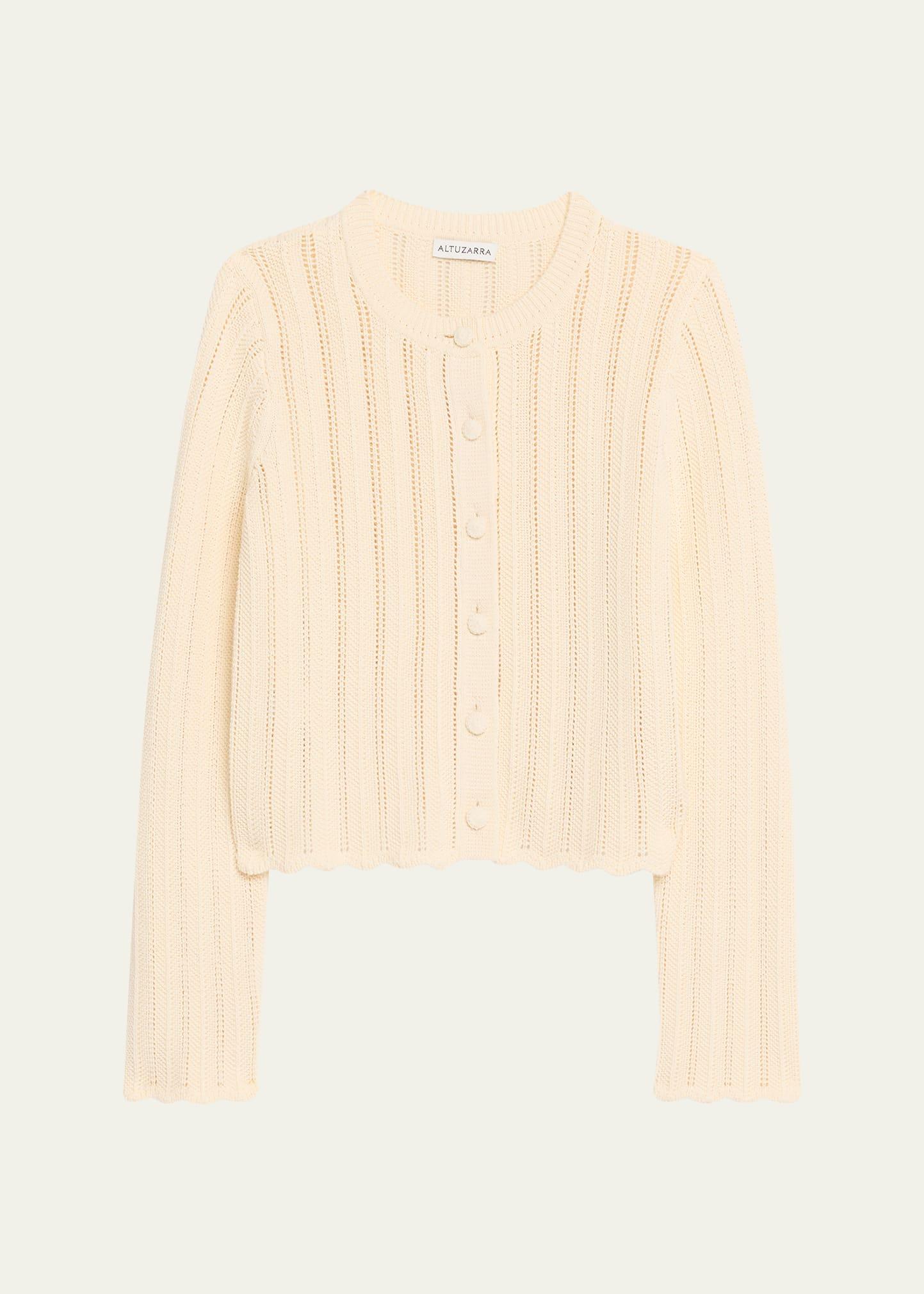 mariette pointelle cotton knit cardigan