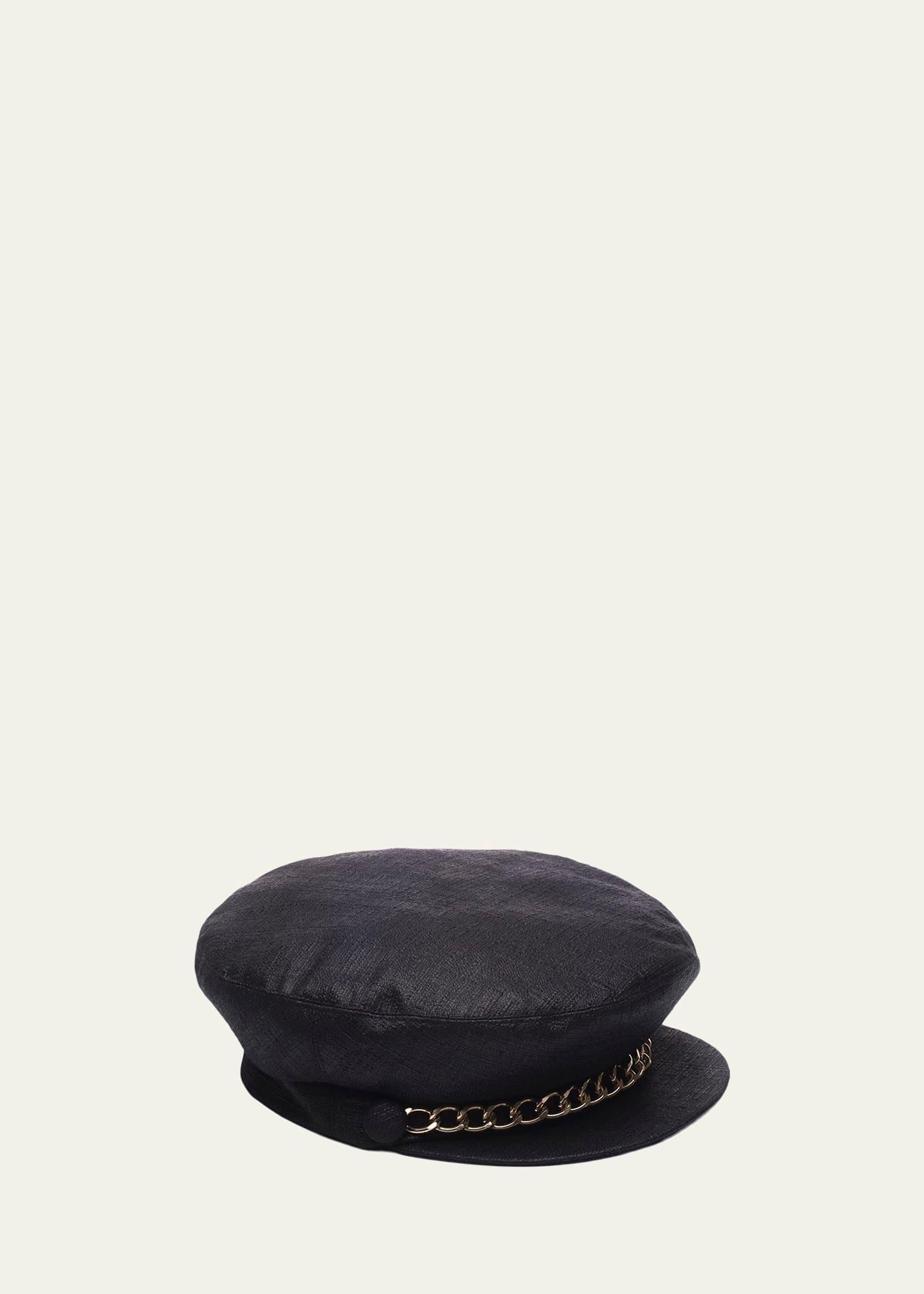 marina linen marine cap w/ curb chain trim