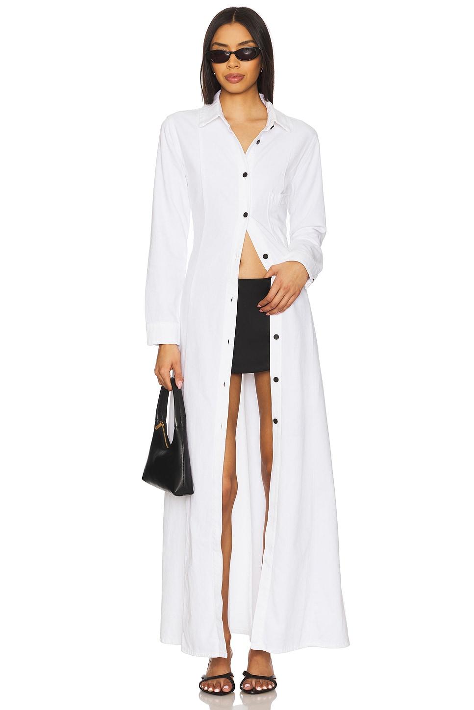 marina slim long dress in white