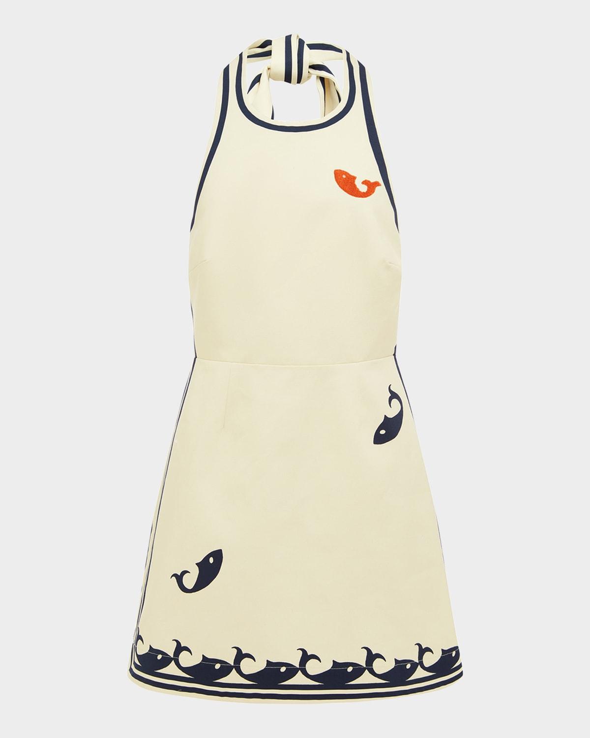 marine halter mini dress