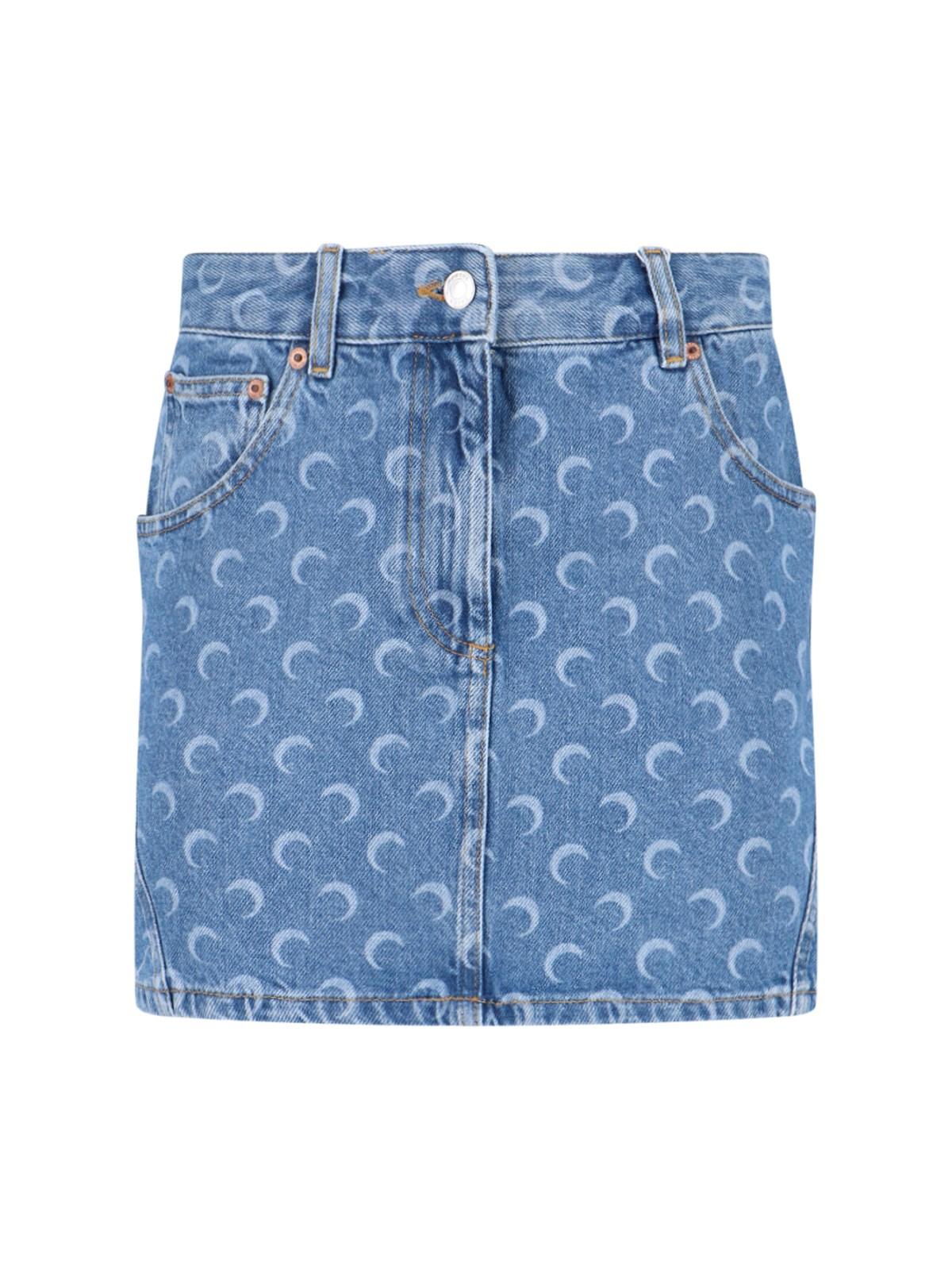 marine serre 'moon' denim mini skirt
