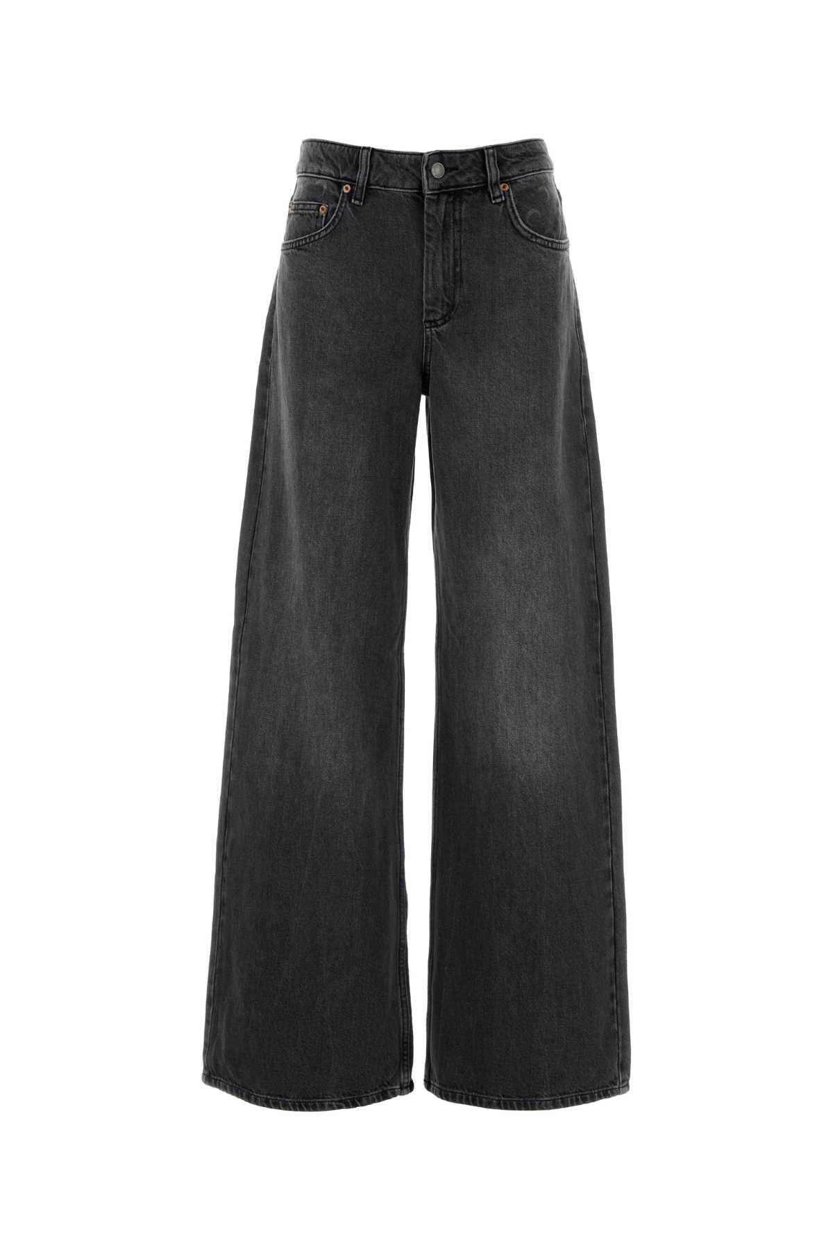 marine serre black denim wide-leg jeans