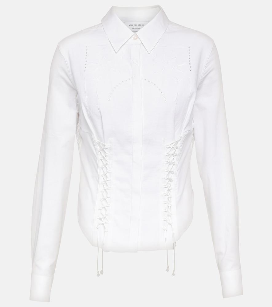 marine serre embroidered openwork linen shirt