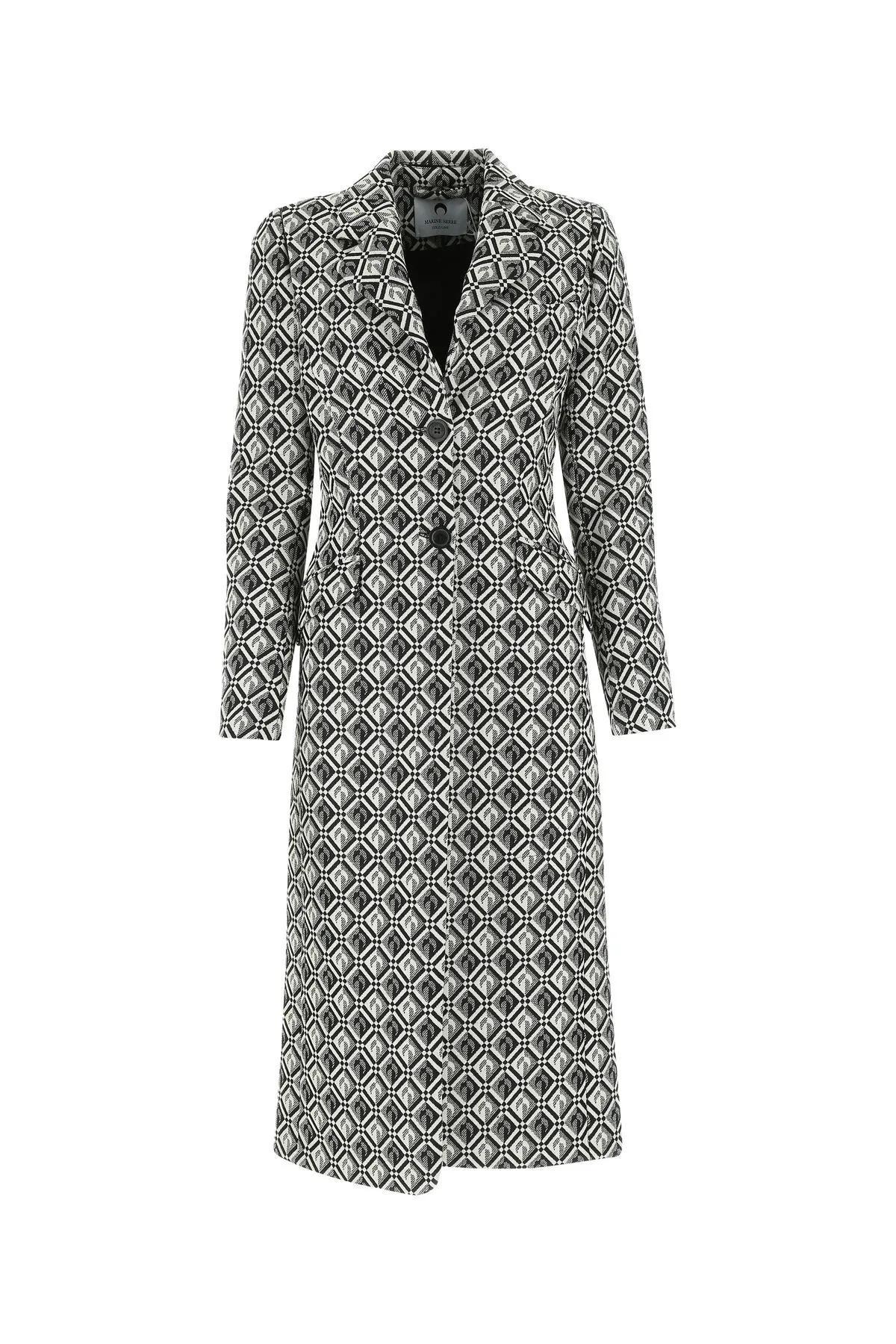 marine serre embroidered wool blend coat