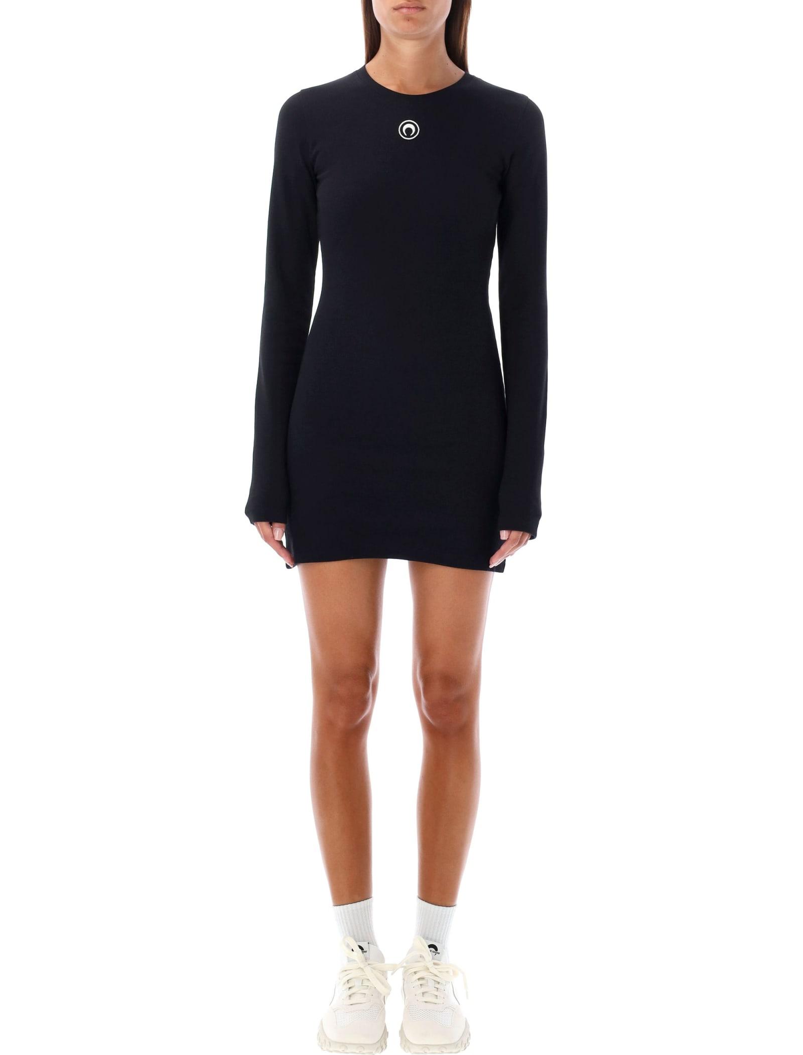 marine serre mini jersey long-sleeved crewneck dress