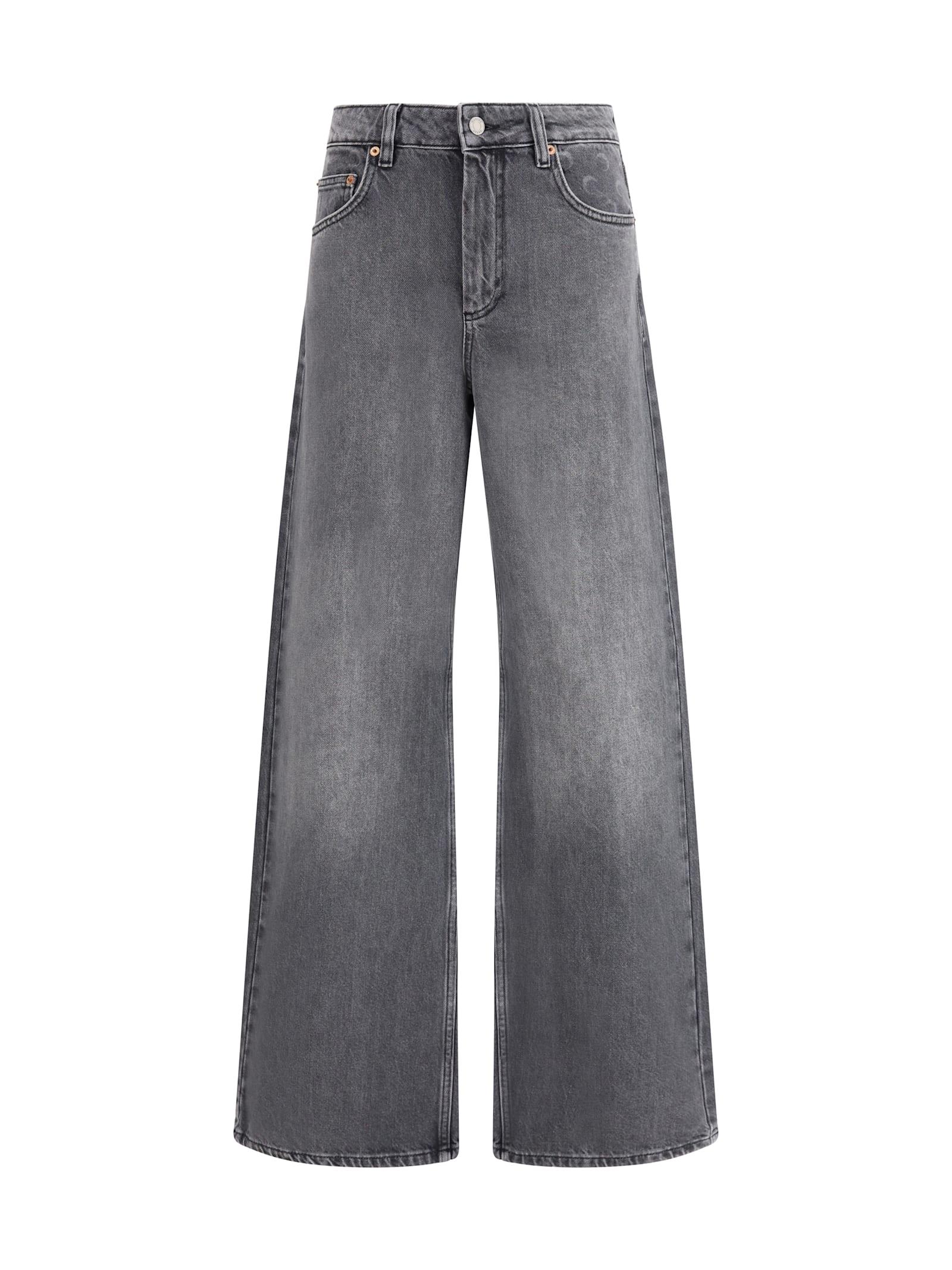 marine serre moon laser grey wash denim high-waist flare jeans