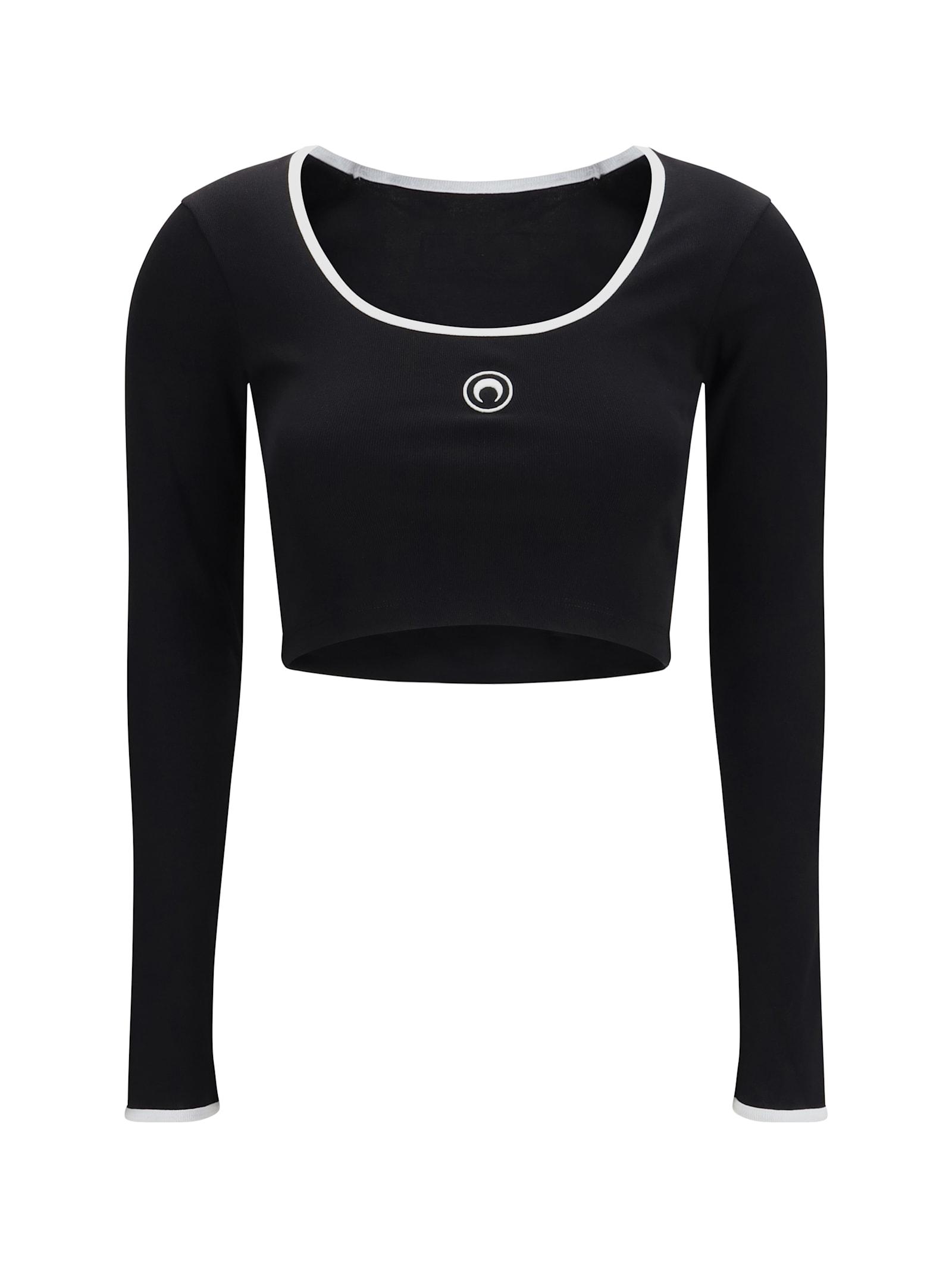 marine serre moon logo bicolor jersey roundneck t-shirt