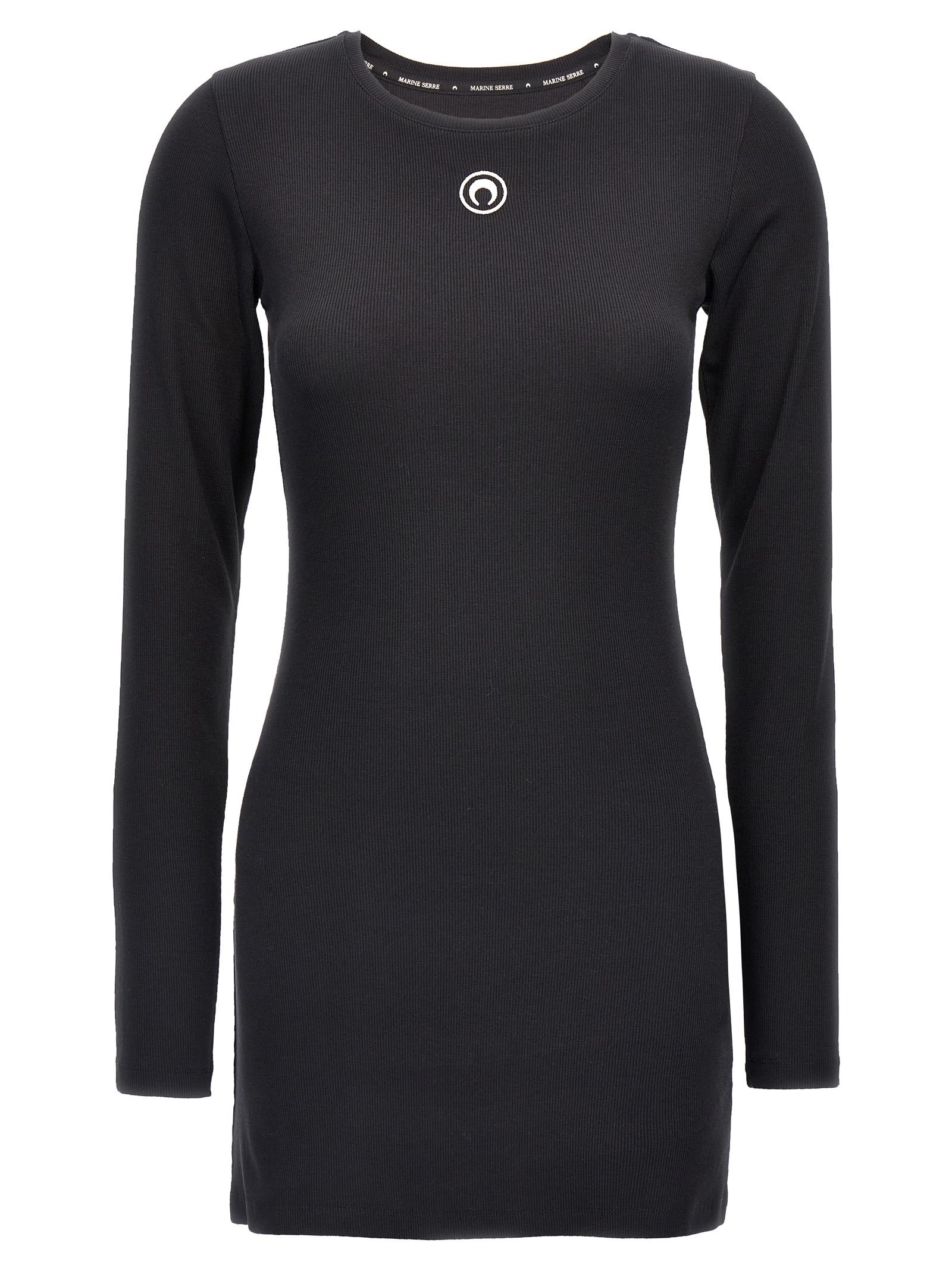 marine serre moon logo dress black cotton - women