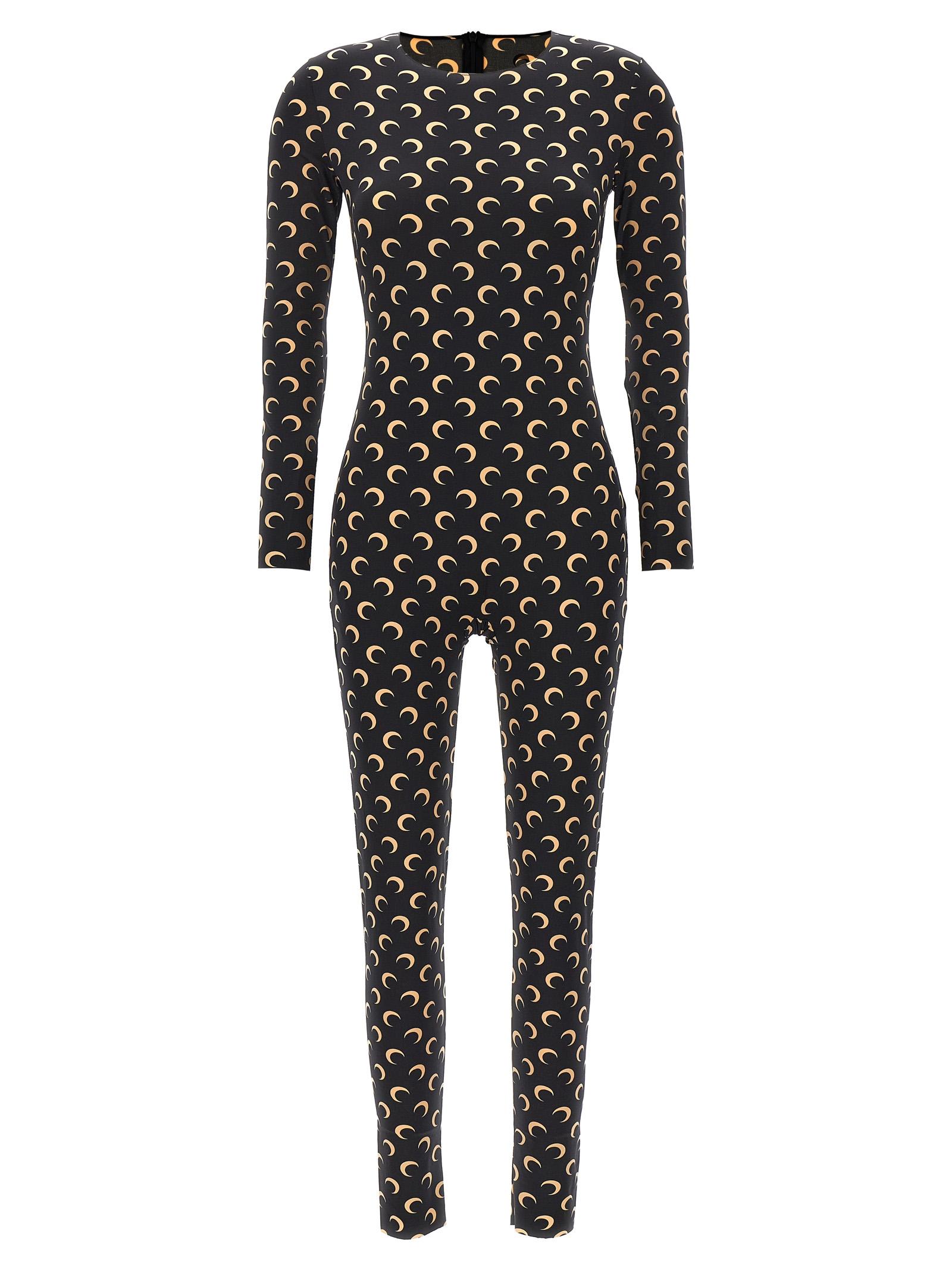marine serre moon printed catsuit black polyamide jumpsuits - women