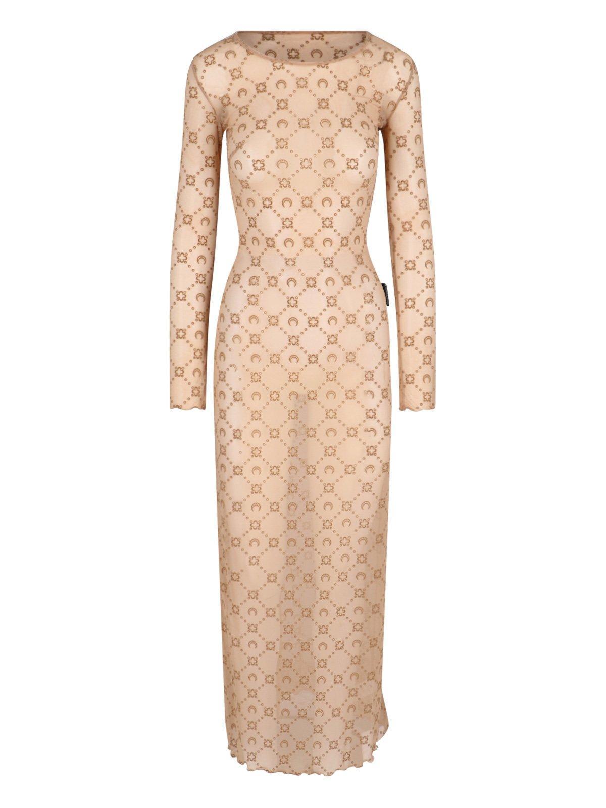 marine serre moonogram mesh flock long dress