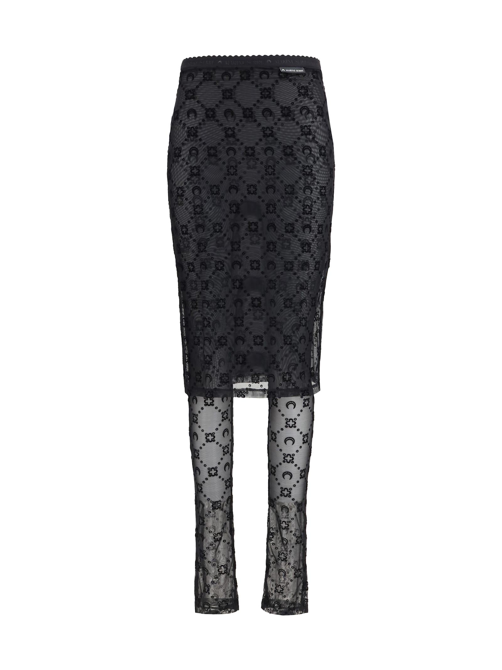 marine serre moonogram mesh flock pant-skirt