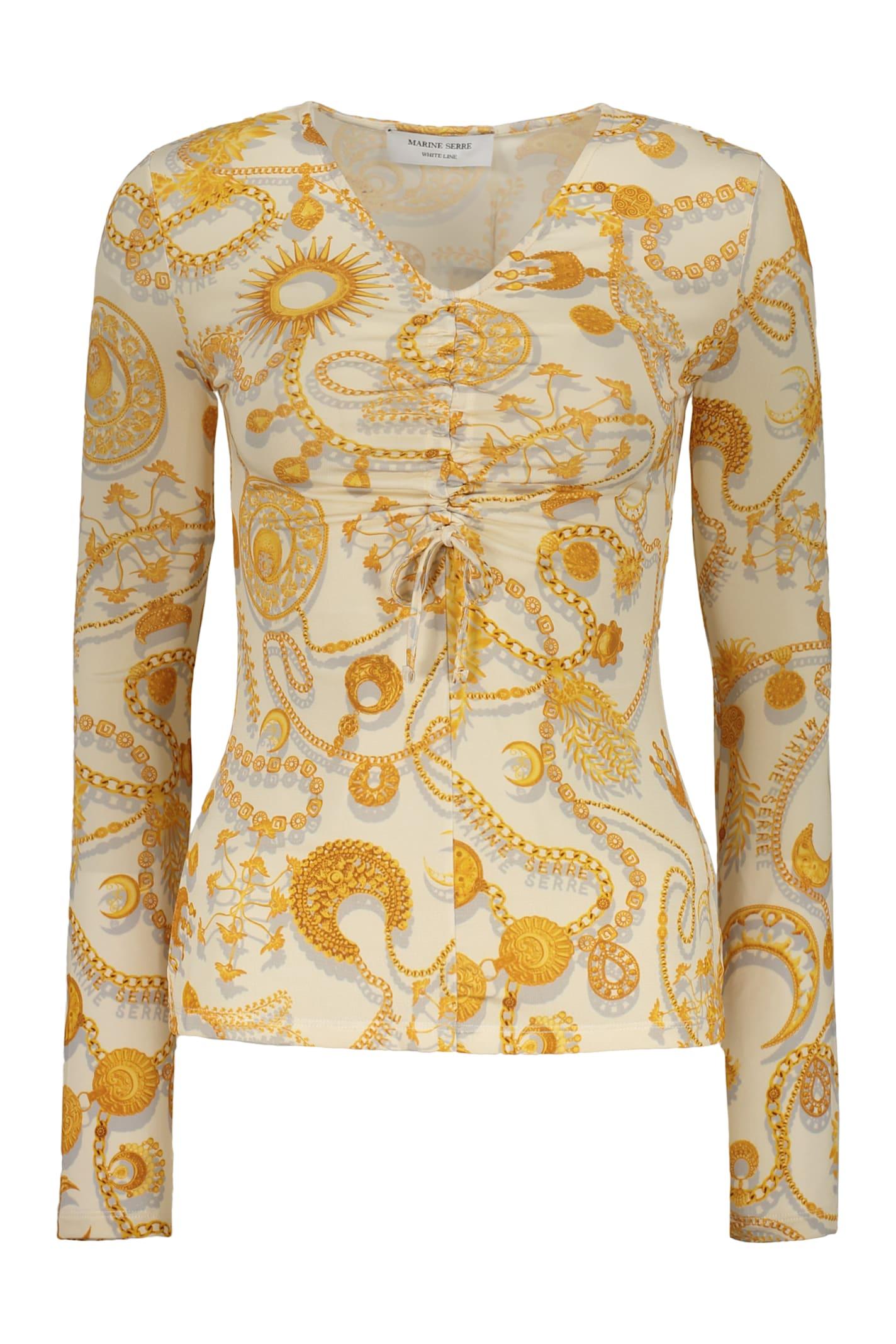 marine serre printed long-sleeve top
