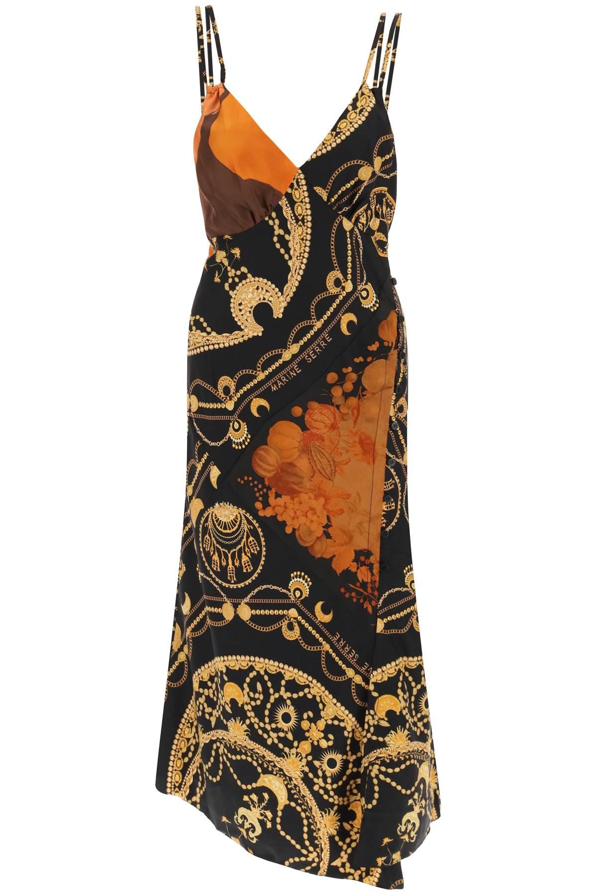 marine serre printed silk midi dress