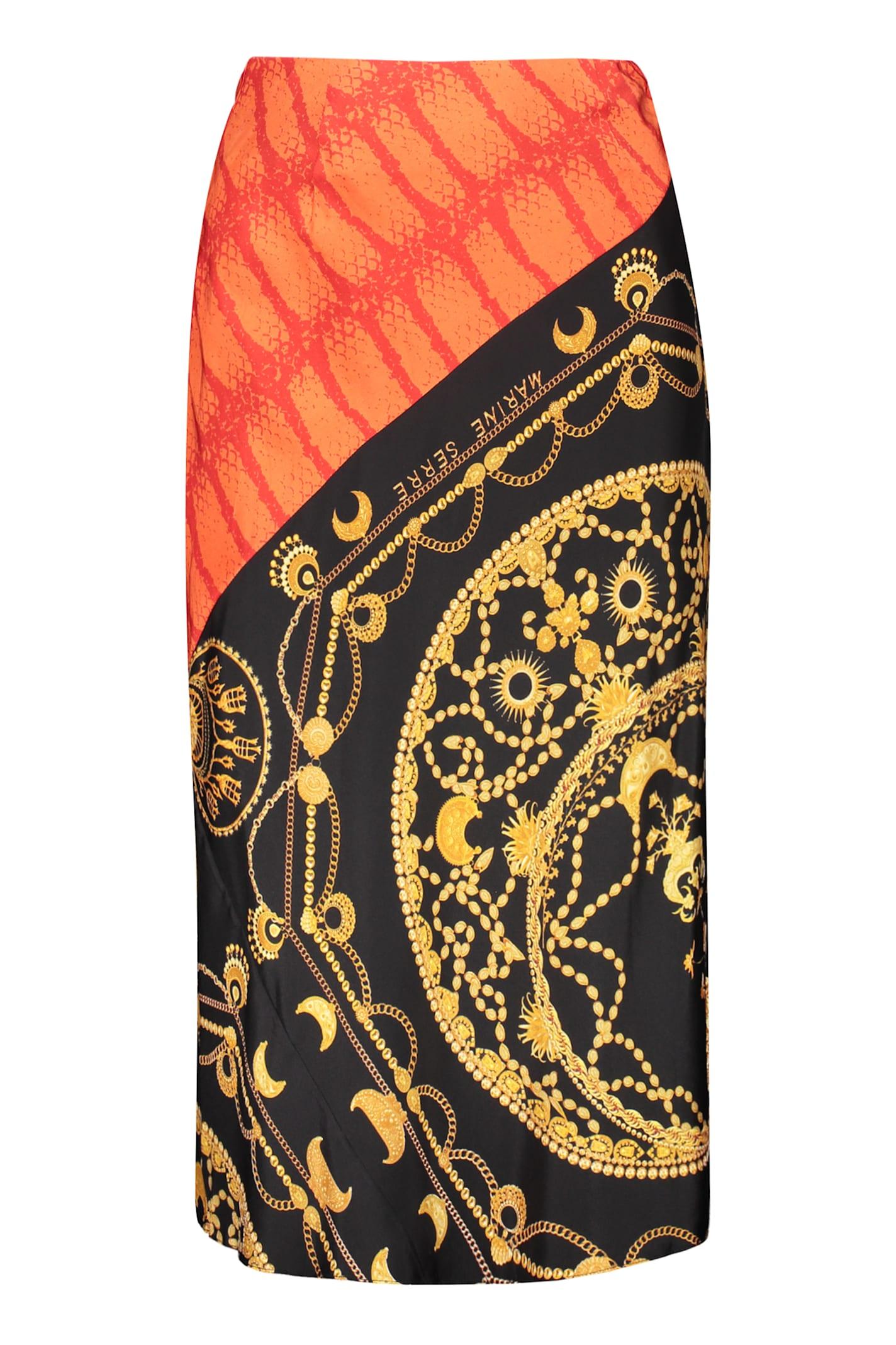 marine serre printed silk skirt