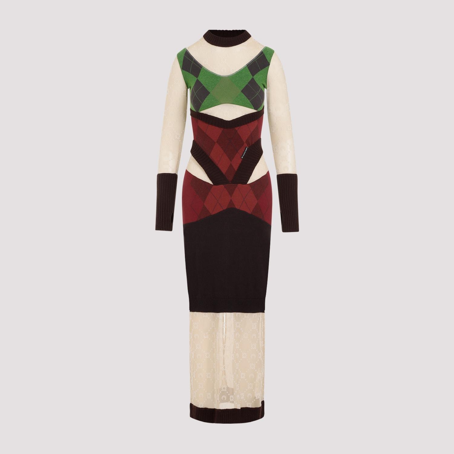 marine serre regenerated lozenge knit fitted dress