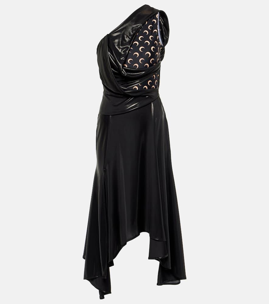 marine serre regenerated moon draped jersey midi dress