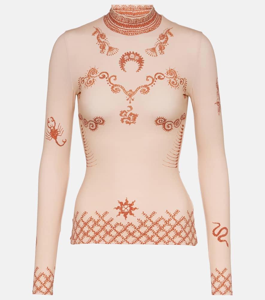 marine serre regenerated second skin jersey top