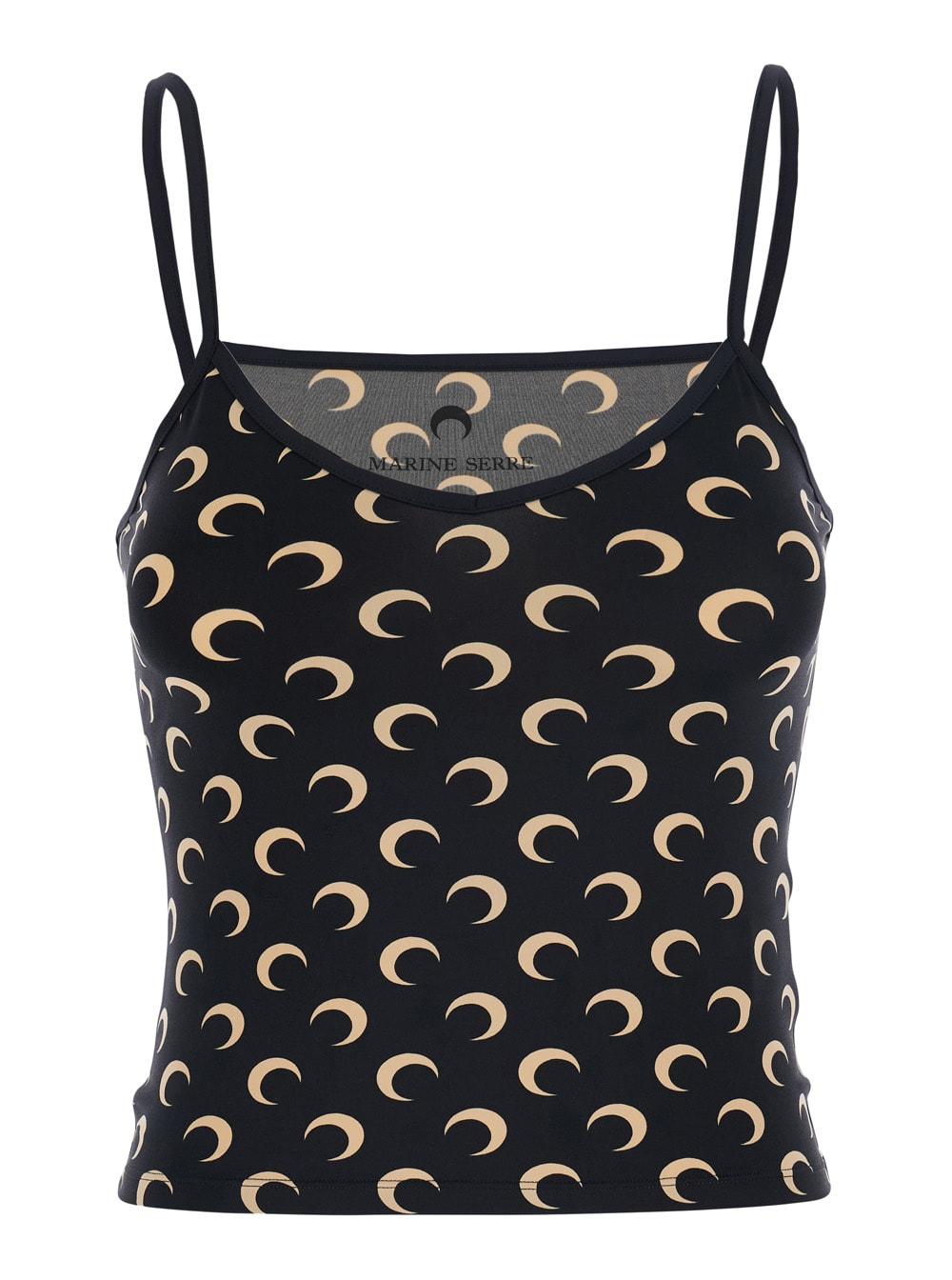 marine serre top moon printed jersey straps black with jersey straps