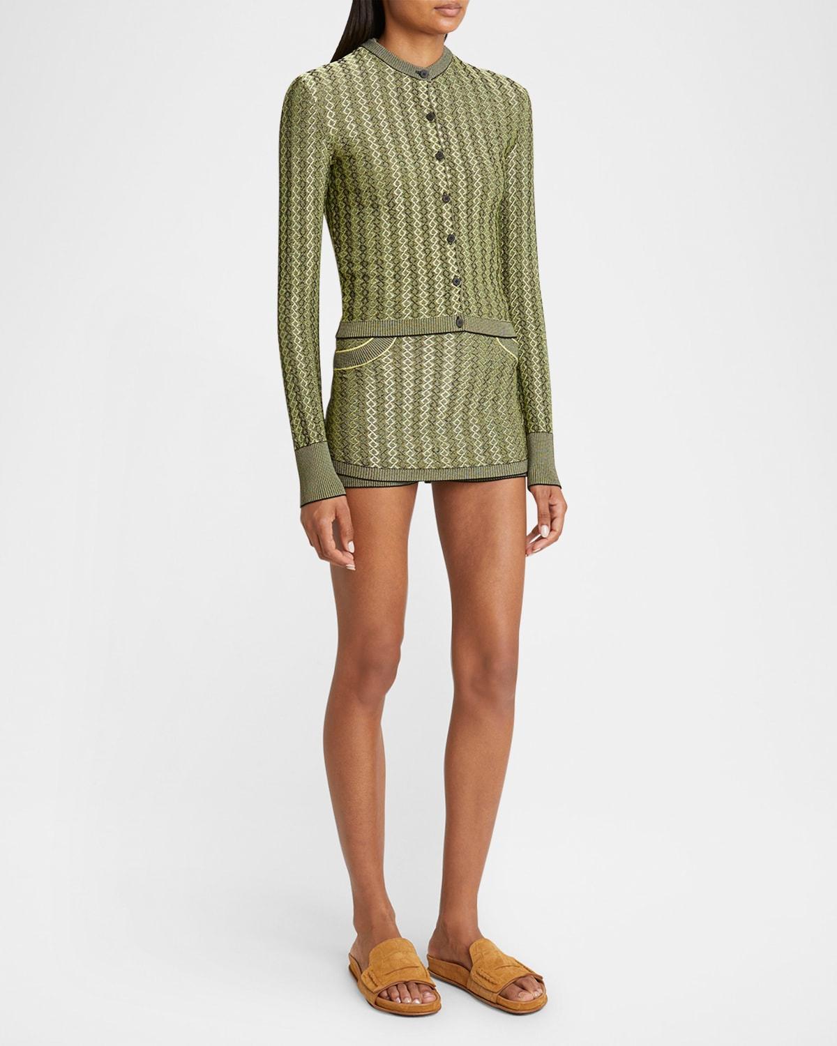 marino diamond-knit crewneck cardigan