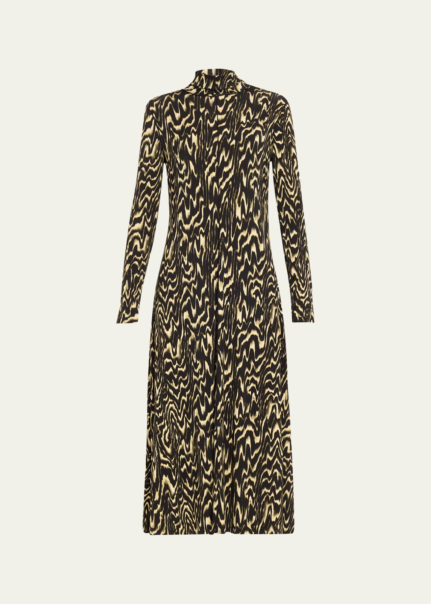 marion printed turtleneck midi dress
