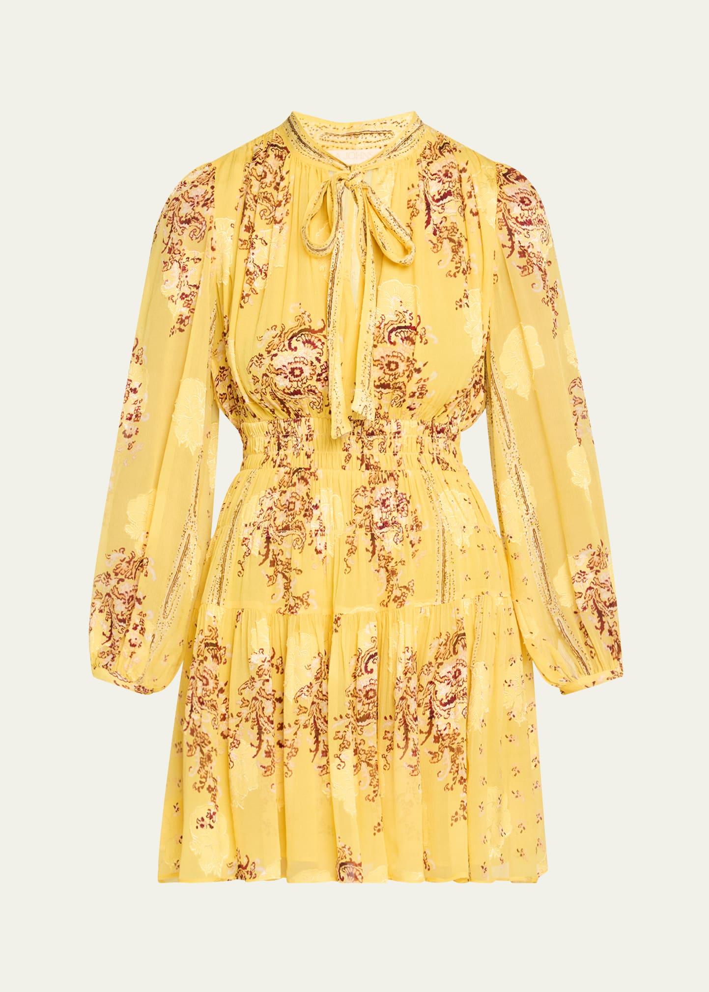 maris necktie long-sleeve mini dress