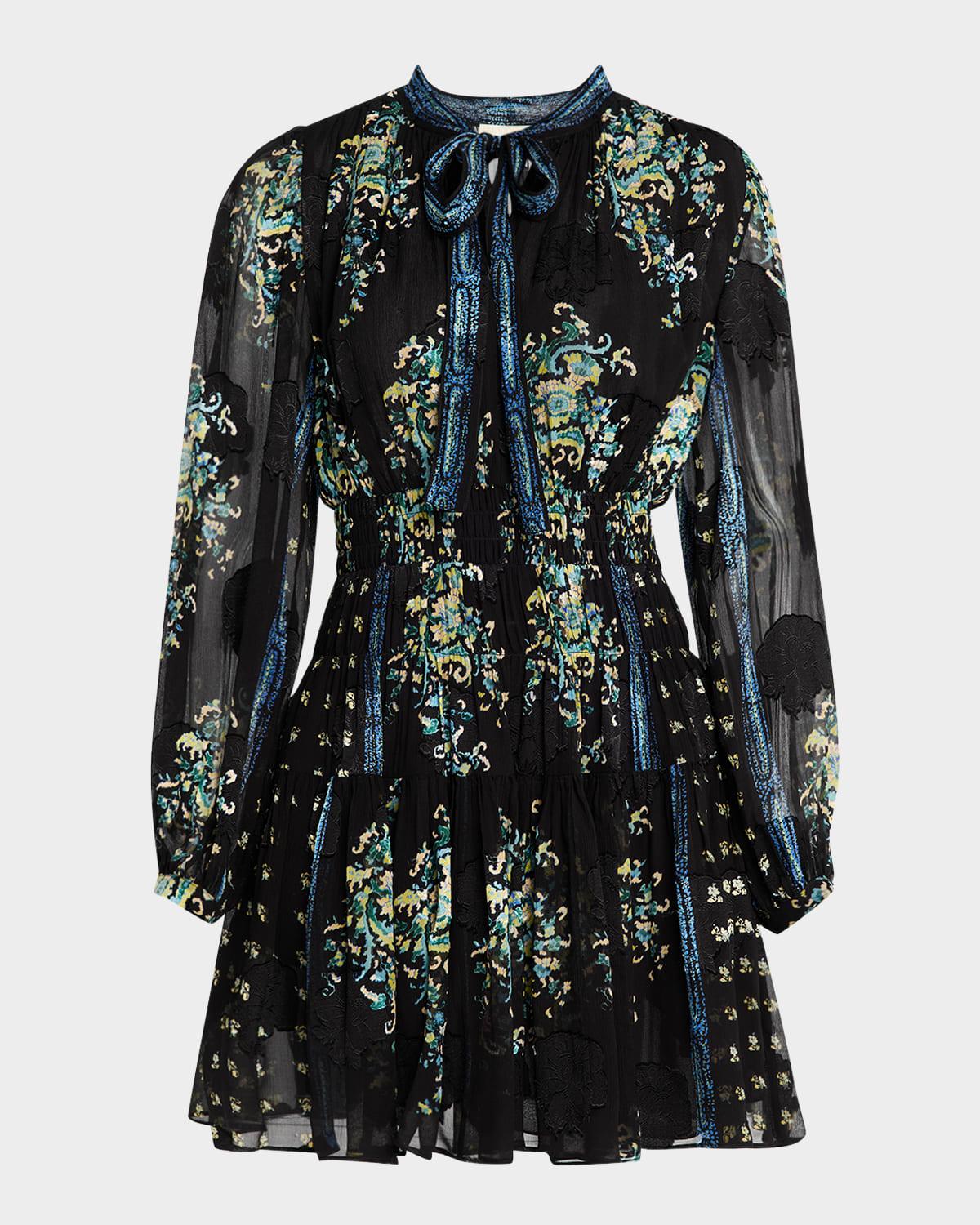 maris necktie long-sleeve mini dress