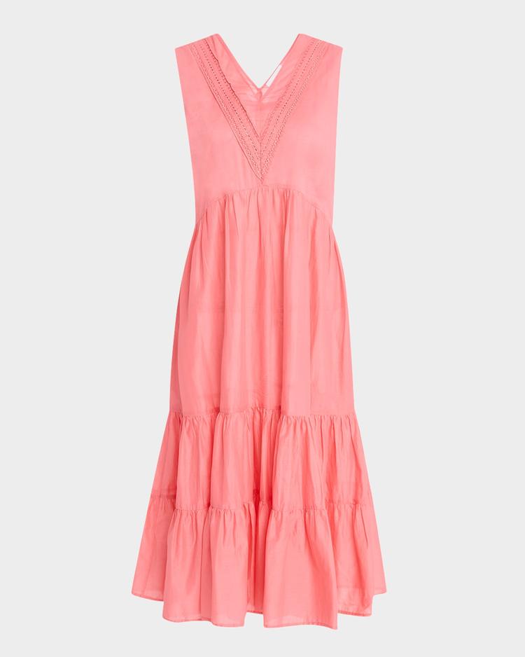 marisa tiered lace-trim cotton midi dress