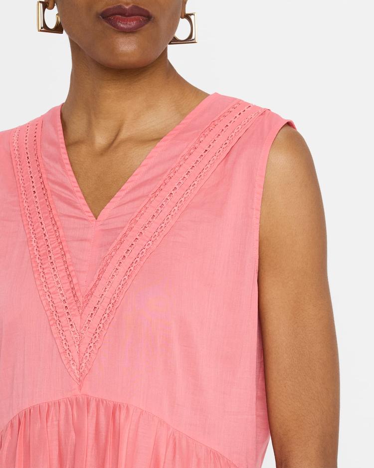 marisa tiered lace-trim cotton midi dress