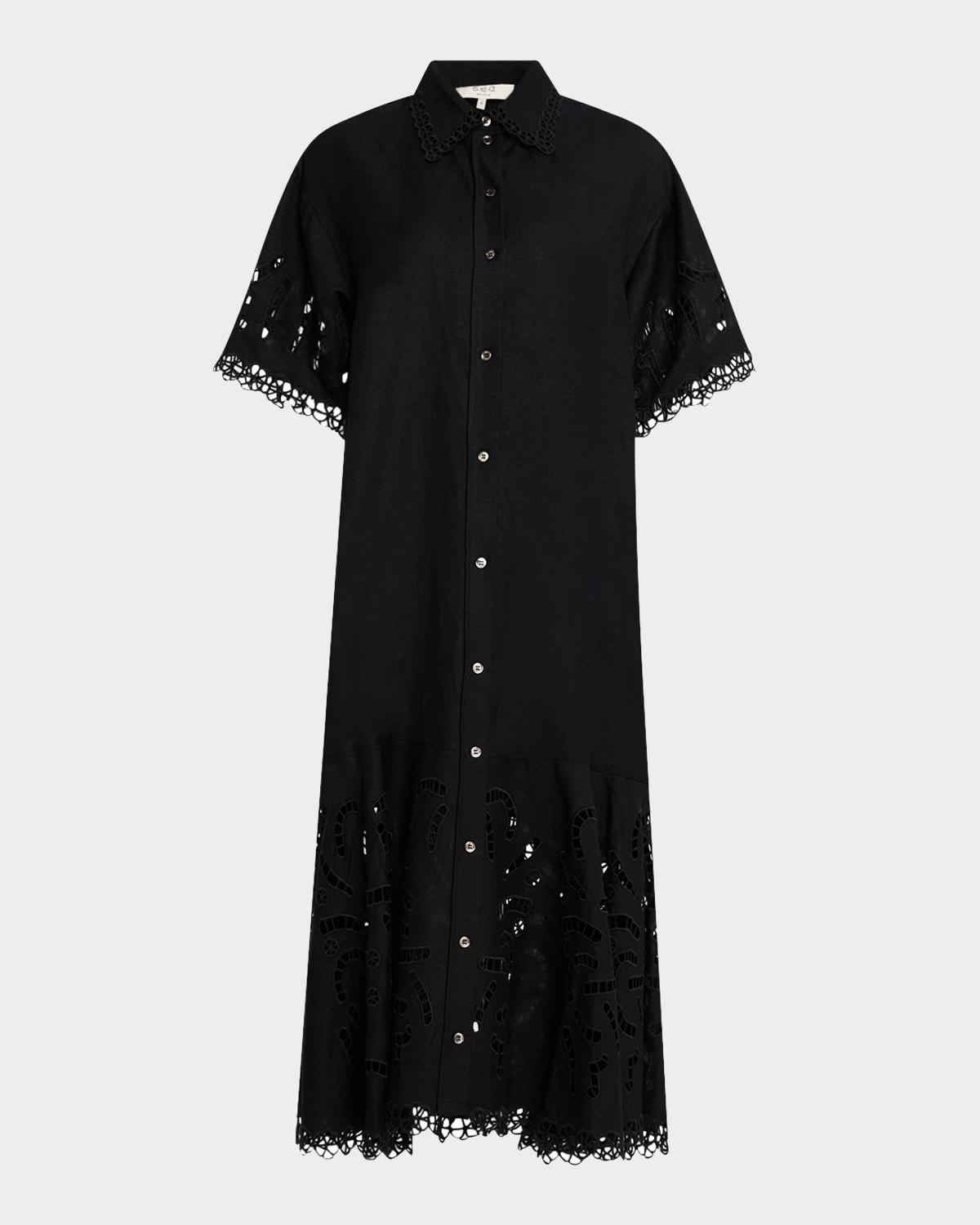marja embroidered shirtdress