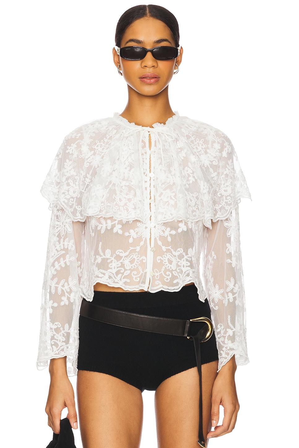 marja embroidery capelet blouse