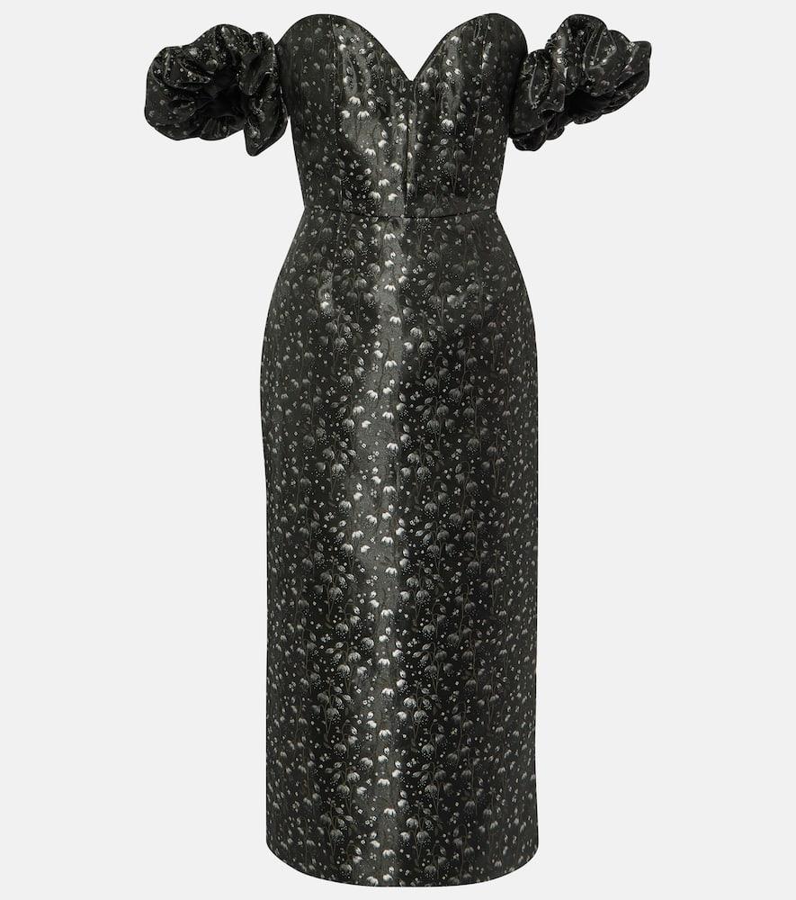 markarian adelaide metallic brocade midi dress