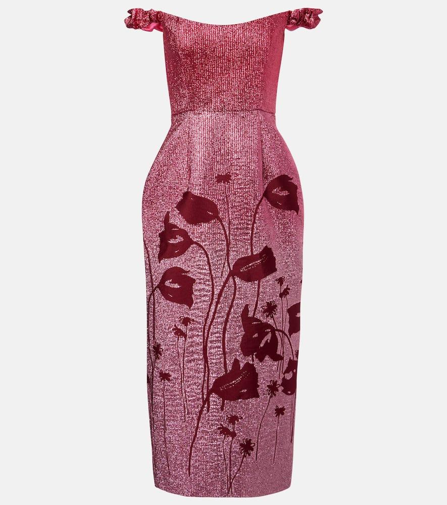 markarian amina floral lamé corset dress