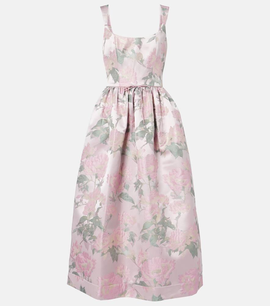 markarian apple floral brocade corset dress