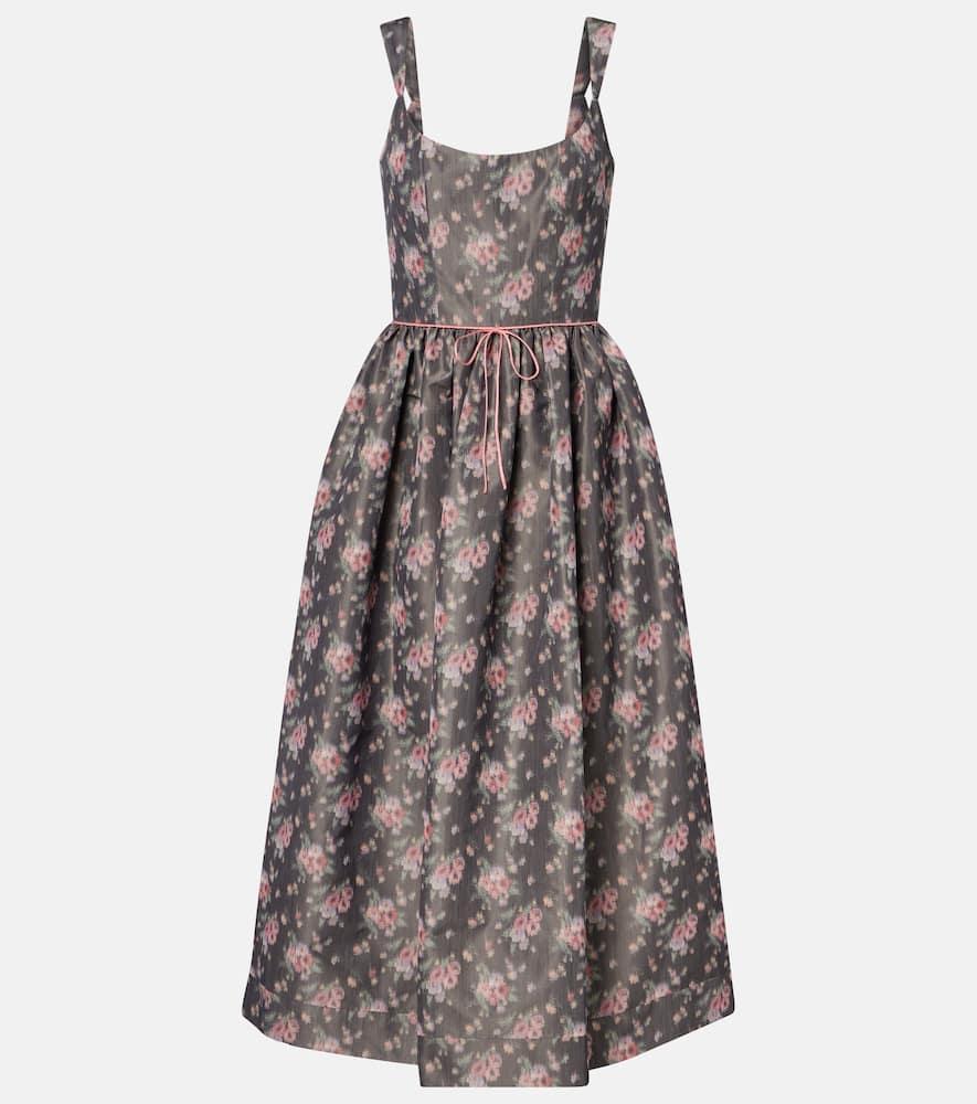 markarian apple floral taffeta corset midi dress