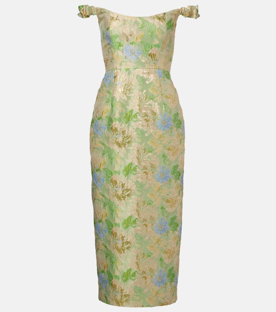 markarian floral brocade midi dress