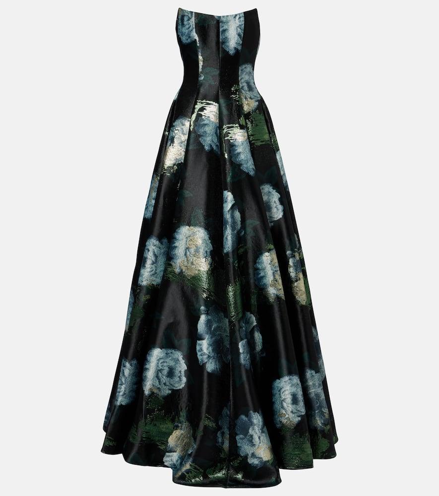 markarian laila floral brocade bustier gown