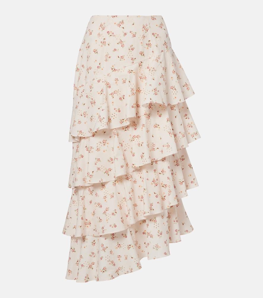 markarian laura floral tiered cotton midi skirt