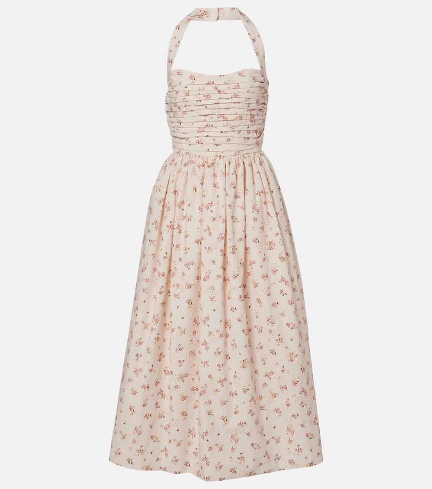 markarian leia floral pleated cotton midi dress