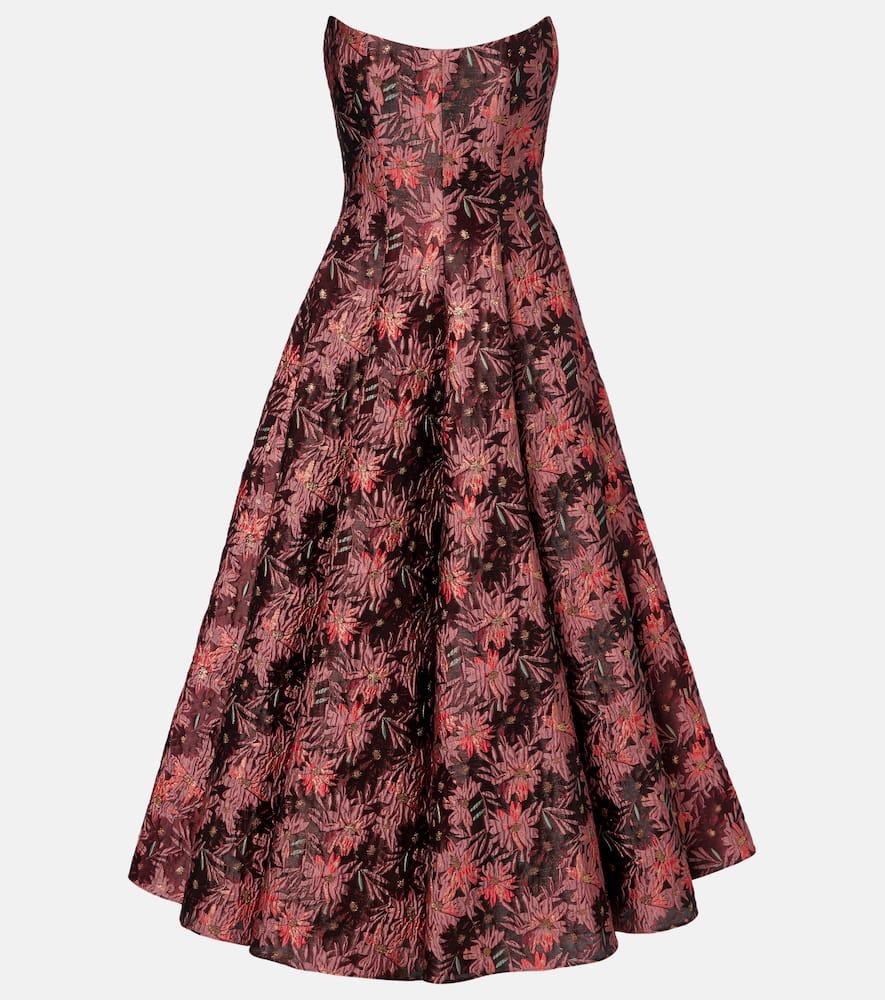 markarian rousseau floral brocade midi dress