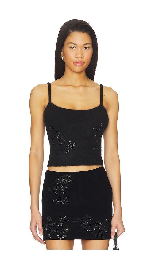 markgong beaded mohair knit top in black.