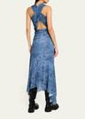 marl mesh ruched crossover midi dress