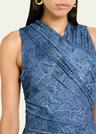 marl mesh ruched crossover midi dress
