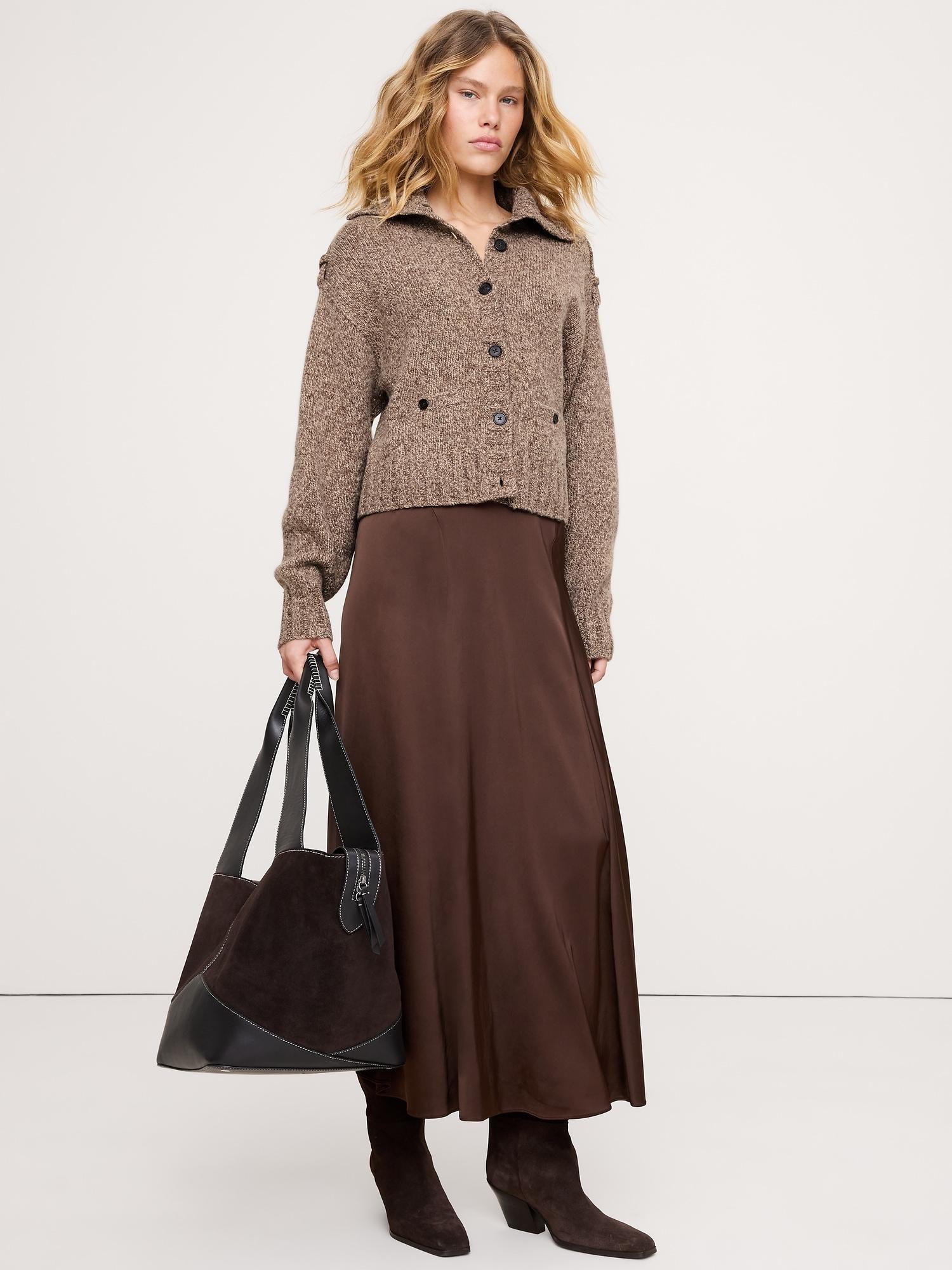 marled cashmere-merino blend cardigan