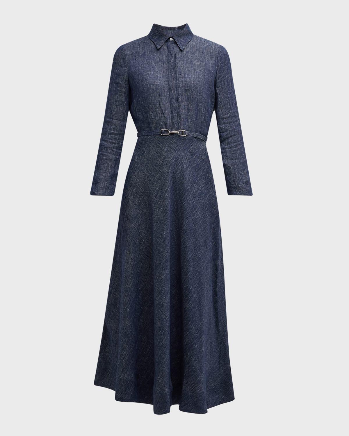 marley belted denim maxi shirtdress