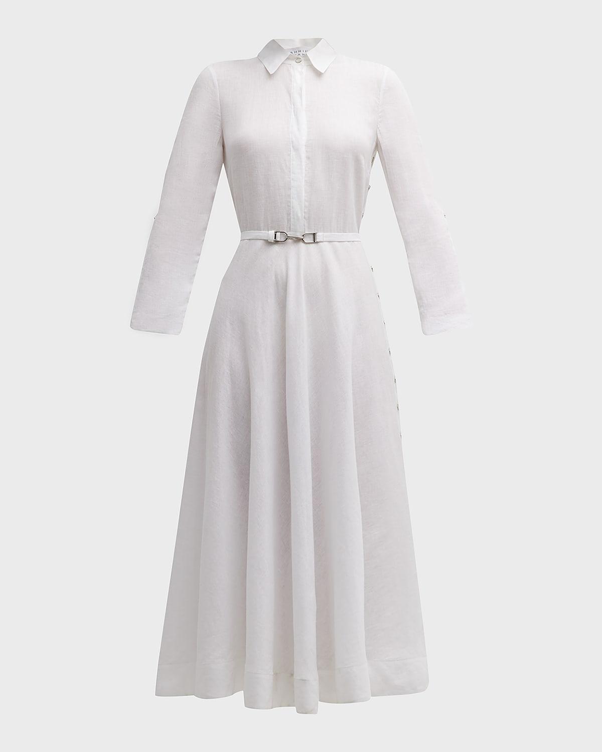 marley belted midi linen shirtdress