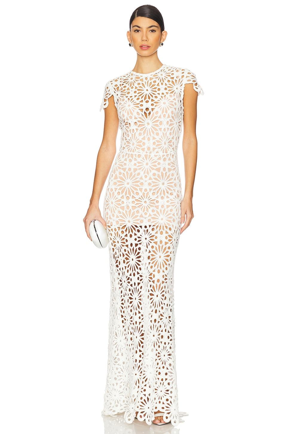 marley cap sleeve crochet maxi dress