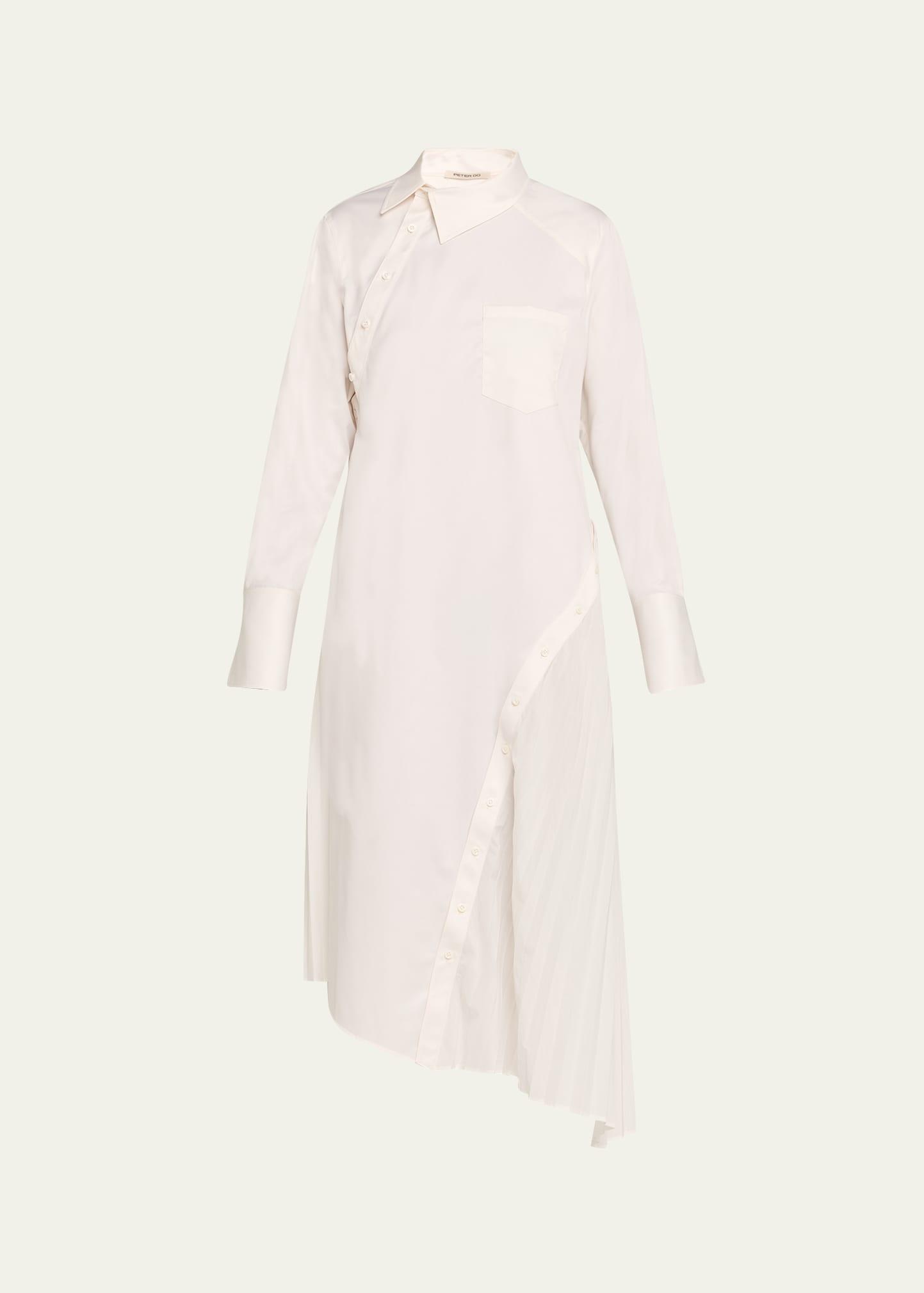 marlow asymmetric button-down pleated maxi shirtdress