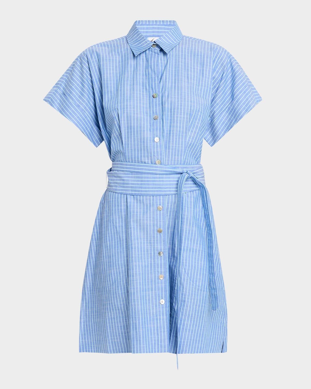 marlow striped cotton chambray shirtdress