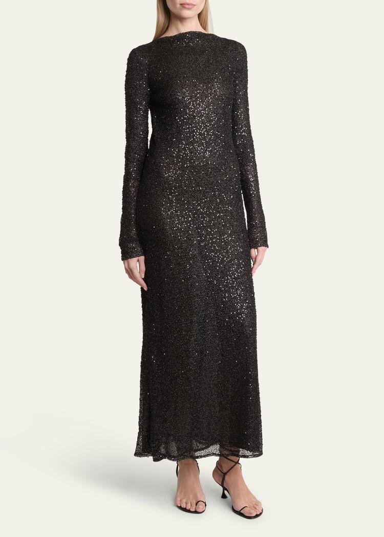 marlowe sequined long sleeve dress